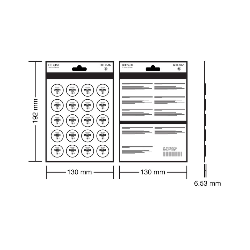 EmazingLights 60 Pack CR2450 Battery 3V Lithium Coin Cell Batteries