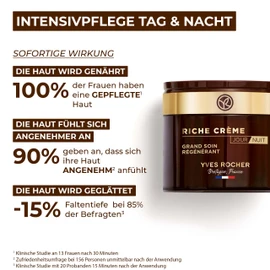 Yves Rocher RICHE CREME Intensive Care Day & Night | Face Cream for Women | Face Care for Beautiful Skin and a Smooth Skin Feel | Moisturising Cream | Gifts for Women