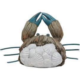 Ebros Ocean Marine Pincer Crab with Sea Shells Resin Decorative Figurine 7.25" L