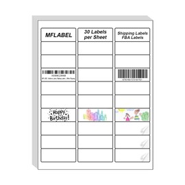 MFLABEL Address Labels 1x2.625 Inch - 30 Per Sheet White Matte Mailing Labels for Laser & Inkjet Printers (750 Labels, 25 Sheets) - Strong Adhesive Shipping Stickers