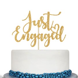 Decoración para tartas Just Engaged para decoraciones de fiesta de compromiso, decoración de tartas We Engaged para bodas, compromiso, despedida de soltera, purpurina dorada