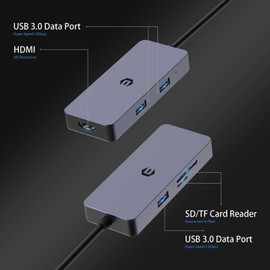 Tiergrade USB C Hub Multiport Adapter, 6-in-1 USB C Hub with 4K HDMI Output, 3 USB 3.0 Ports, Micro SD/TF Card Reader, PD Charger Port and Audio Jack