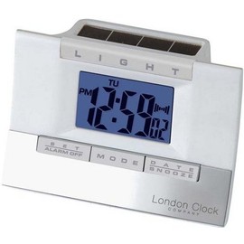 London Clock Co White Hybrid Solar LCD Alarm Clock