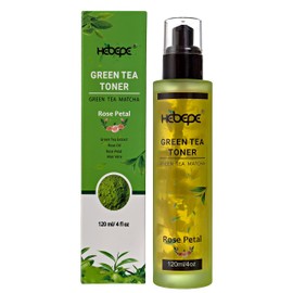 Hebepe Green Tea Matcha Facial Toner with Rose Petal, Refreshing, and Soothing Face Toner, with Rose Oil, Aloe Vera,120ml