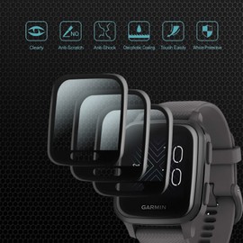 3 Pack Screen Protector for Garmin Venu Sq, [3D Full Cover] [HD Clear] [Anti-Scratch] Flexible TPU Clear Film for Garmin Venu Sq