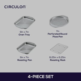 Circulon Total Bakeware Nonstick Toaster Oven & Personal Pizza Pan Baking Set, 4-Piece