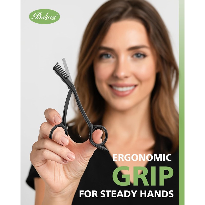 BALUCA Eyebrow Scissors with Comb | Professional Stainless Steel Eyebrow