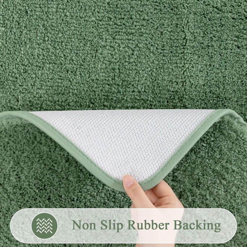 SHACOS Sage Green 5 Pieces Bathroom Rugs Set with Toilet