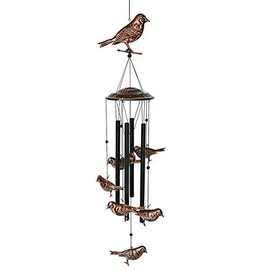 BLESSEDLAND Bird Wind Chime (Wind Chime), 4 Metal Tubes, Wind Bells and Birds for Garden, Yard, Patio and Home (Black, Copper)