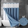 FLORISTU Textured Shower Curtain Shimmery Color Blue White Splice Double