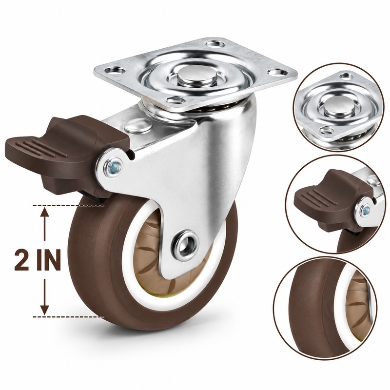 2-Inch Caster Wheels Set of 4 with Brakes & 20