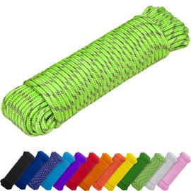 TECEUM Rope – 90 Feet x 1/4 Inch (7mm) – Green Gray – Strong All-Purpose Utility Rope – Camping, Crafting, Flag Pole, Indoor & Outdoor – Polypropylene Nylon Poly Lightweight Diamond Braided Cord
