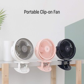 GPEL Portable Clip-on Fan, 360 Degree Rotation, Rechargeable Battery Operated, 2,000mAh, Up To 6.5 Hours Work Time, With Timer & Breeze Mode, Non Slip Mat Attached, For Desk, Outdoor, and Strollers,