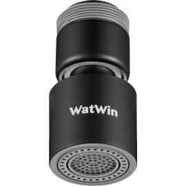 WatWin Select Swivel Aerator M22/24 Black 7L | Tap Aerator | Water Saving Tap | Aerator | Dual Function (Black)