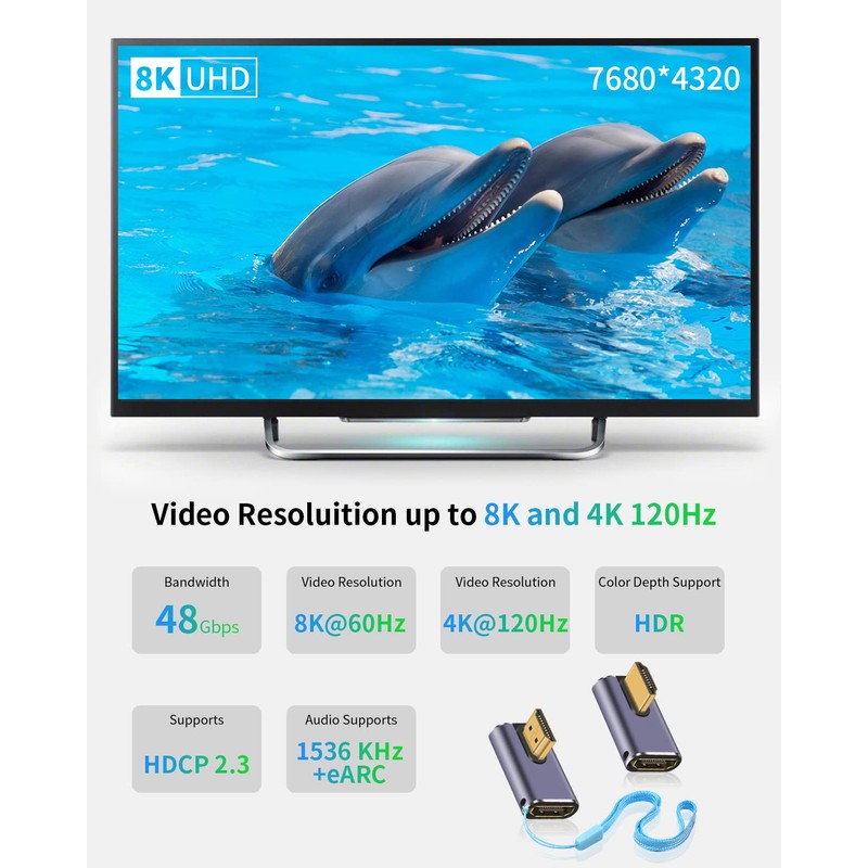 Duttek 8K 90 Degree HDMI Adapter, Left & Right Angle