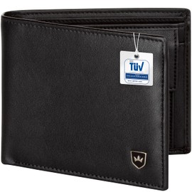 Kronenschein® Wallet Made of Nappa Leather, RFID Protection Premium Men’s Gt-01 Leather, black