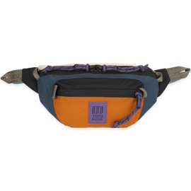 Topo Designs Mountain Waist Pack, Hip Bag, 100% Recycled Nylon Construction, 2L capacity, YKK Zips (Pond/Spice)