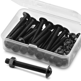 (20 sets) M5 x 30mm Hex Socket Screws with Flange and Nuts Set, 304 Stainless Steel Black Oxide, Pan Head Screws, Flange bolts, Flange screws