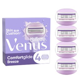 Gillette Venus ComfortGlide Breeze Razor Blades Women, Pack of 4 Razor Blade Refills, Lubrastrip with A Touch of Botanical Oils
