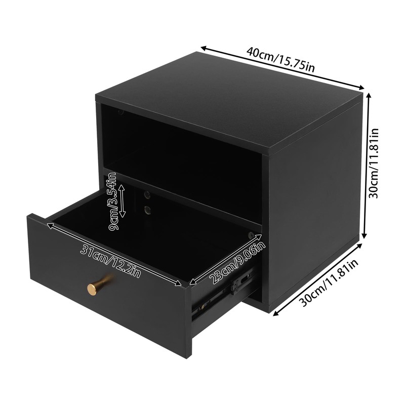 choayun Floating Nightstand with Remote Control LED Lights, Wall Mounted