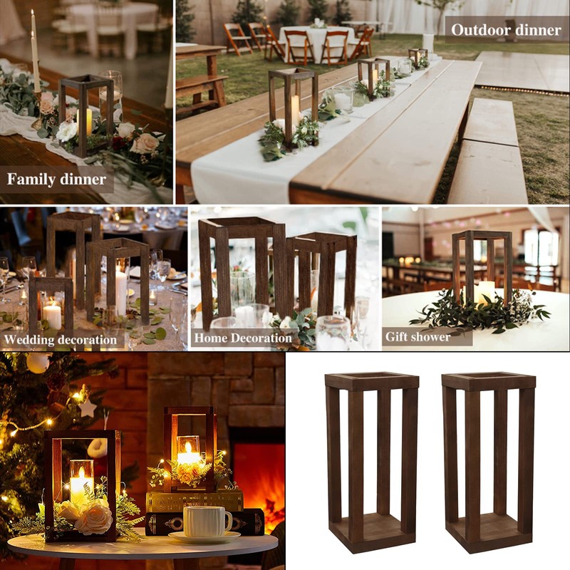 2 Sets 12" Rustic Wedding Table Decoration Farmhouse Decor Wooden