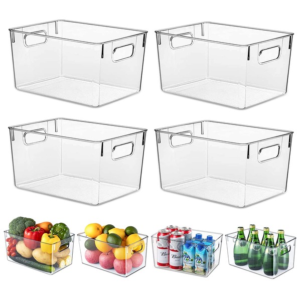 KJIXYUNG Fridge Organiser Set, Transparent Storage Box Organiser, Stackable, Organiser