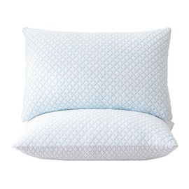 Alkyonos Shredded Memory Foam Cooling Medium Soft Bamboo Viscose Pillows King Set of 2, Adjustable Hypoallergenic Hotel Quality Pillows for Back, Stomach and Side Sleeper, Oeko-TEX Certified