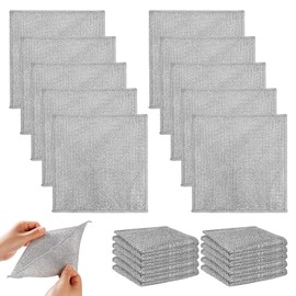 Girihe 10 PCS Double Sided Wire Dishwashing Rags, Multifunctional Non-Scratch Wire Dishcloth Miracle Clean Cloth for Dishes Sinks Counters