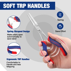 WORKPRO Mini Long Reach Pliers Set - 3-Piece Kit Includes 7" Needle Nose, 6" Bent Nose, 5-1/2" Diagonal Plier for Hard to Reach Spaces