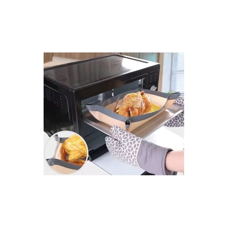 Virtue Silionce Baking mat with Buttons, Spill-Proof, Leak Proof Oven