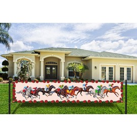 Kentucky Derby Party Outdoor Banner Churchill Downs Horse Racing Large Fence Banner Front Yard Garden Decoration Sign