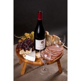 5 Sectional Round Wooden Serving Tray Platter For Wine Glasses And Cheese, Portable Wineglass Stand, Wood Wine Bottle Glass Holder Outdoor Wine Table, Wine Caddy Wine Gift, Charcuterie Board for Snack