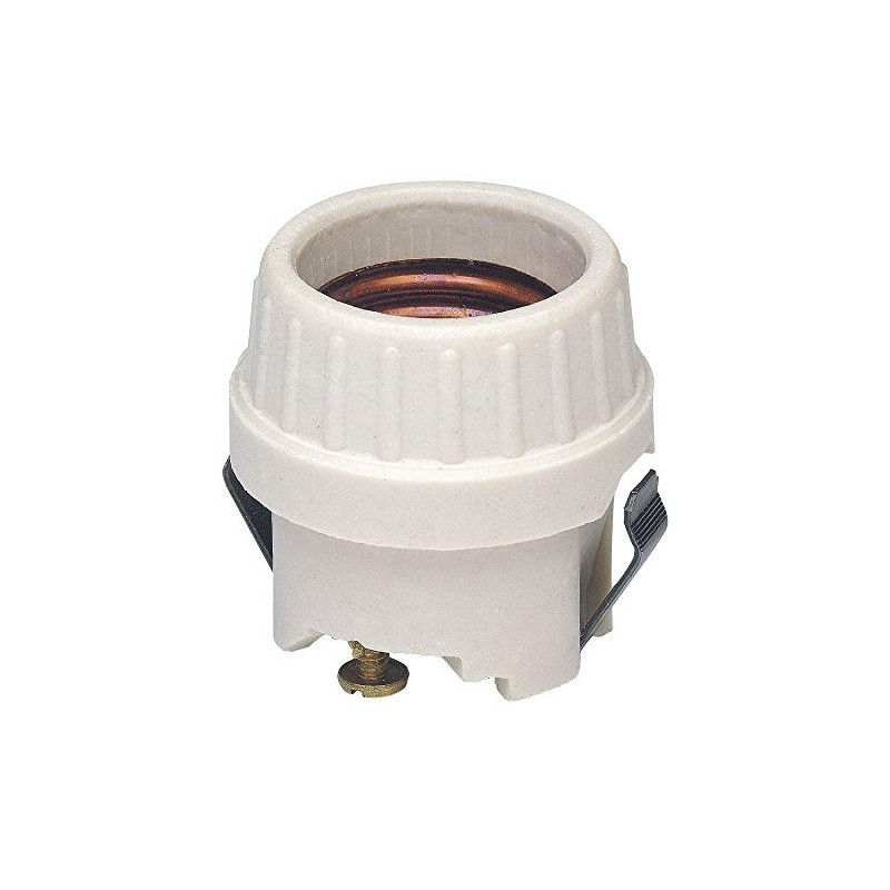 Leviton Medium Base, One-Piece, Keyless, Incandescent, Unglazed Porcelain Lampholder, Front