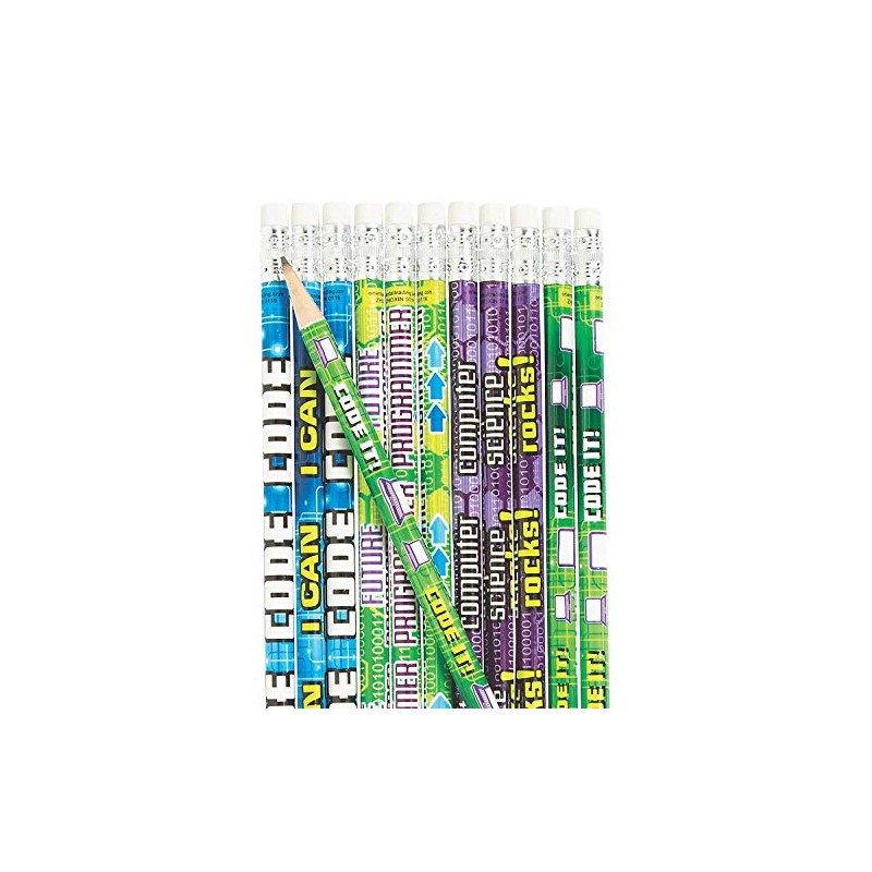 Fun Express Coding Pencils - 24 Pieces - Educational And