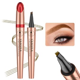 3D Microblading Cejas Tatuaje Lápiz 4 Tenedor Tip, lápiz de cejas fino impermeable , antimanchas de larga duración, crea cejas naturales, Magic Lápiz de cejas adecuado para principiantes（Marrón oscuro）