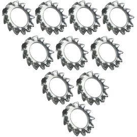 AERZETIX - C48813 - Set of 10 Serrated Washers - Toothed Washers - Washers - Locking Washer - M5 - Made of A2 Stainless Steel - DIN 6798