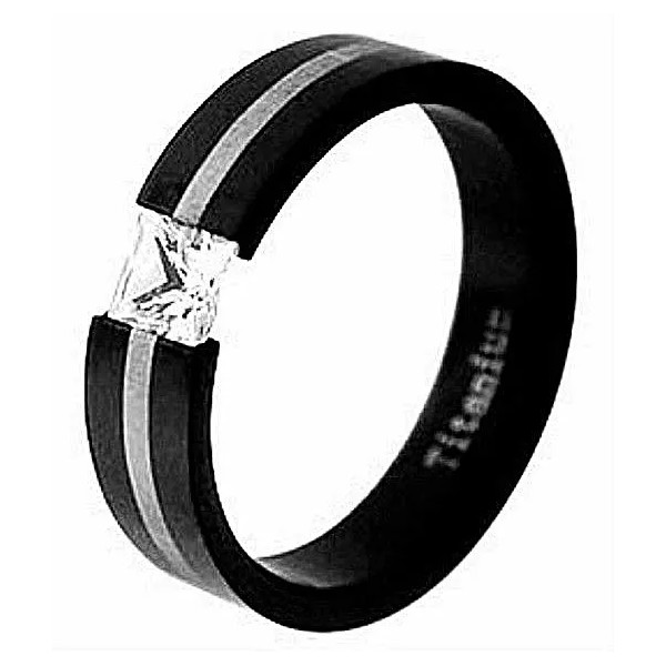 Our Own Titanium Black TENSION Ladies Solitaire RING with 4mm