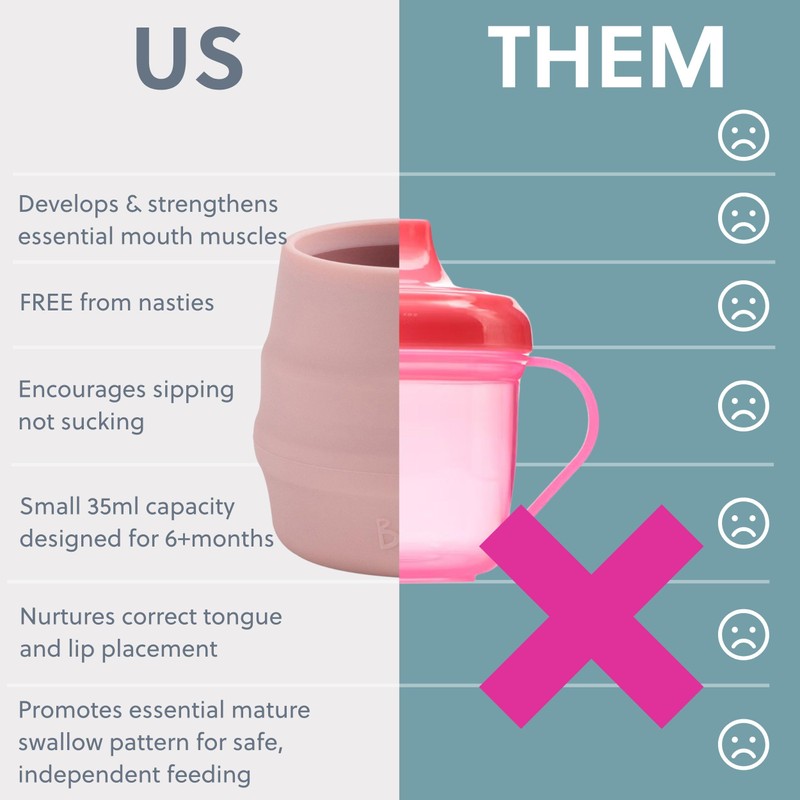 BIBaDO - Sippit Silicone Baby Cup, Blush (2-Pack) - Open