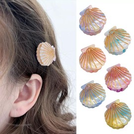 Women Fashion Shell Shape Claw Clips Acrylic Resin Jaw Clip Hair Clamps Marble Pattern Hairpins Hair Accessories (White)