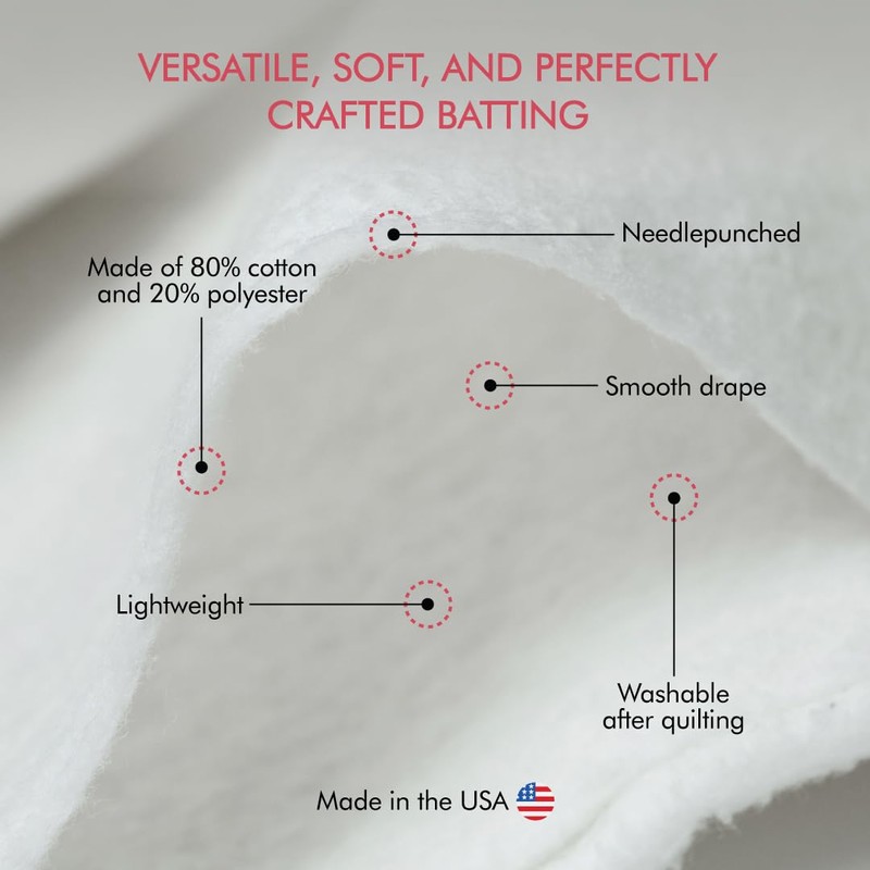Fairfield Quilter’s 80/20 Quilt Batting, Premium Cotton and Polyester Batting