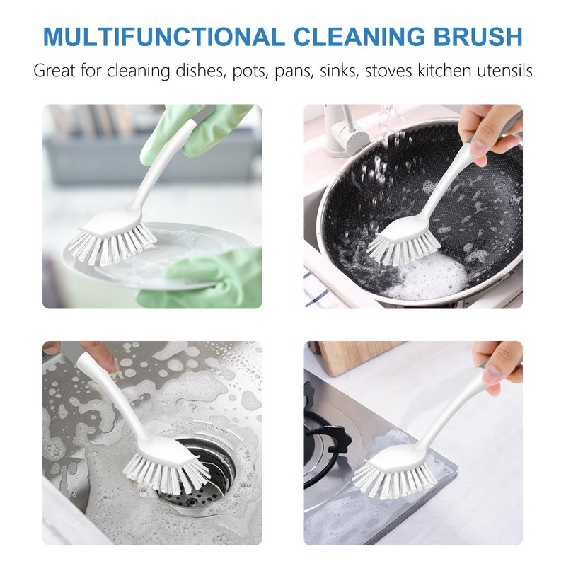 SetSail Dish Brush with Handle, 2 Pack Stiff Bristles Dish