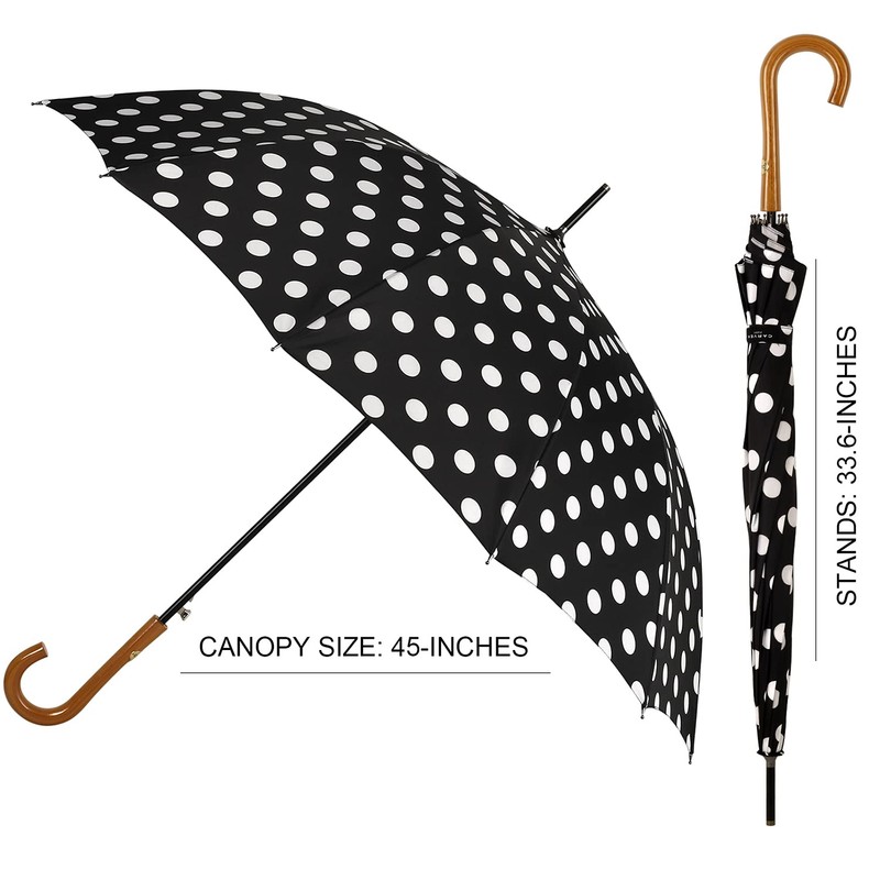 Agaric Classic Wooden Hook Handle J Stick Umbrella Auto Open