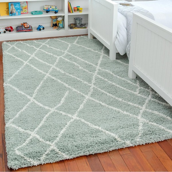 Rugs.com Soft Touch Shag Collection Area Rug – 3x5 Sage