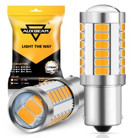 Auxbeam 1156 Turn Signal Bulbs, Super Bright Amber Yellow P21W BA15S Bulbs for Turn Signal Light, 12V-3030 SMD Chipsets Bulb with Projector, Pack of 2 (May Need Resistors)