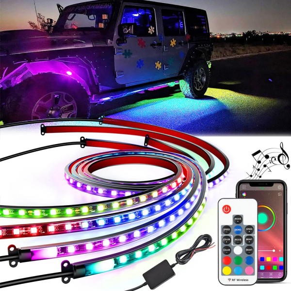 KEEPDSGN 6PCS Dynamic RGB Underglow LED Car Neon Strip Lights
