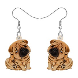 DALANE Acrylic Cute Anime Shar Pei Dog Earrings Dangle Drop Puppy Pets Jewellery for Women Girls Kids Dog Lovers Charms Funny Gifts Party, Acrylic, No Gemstone