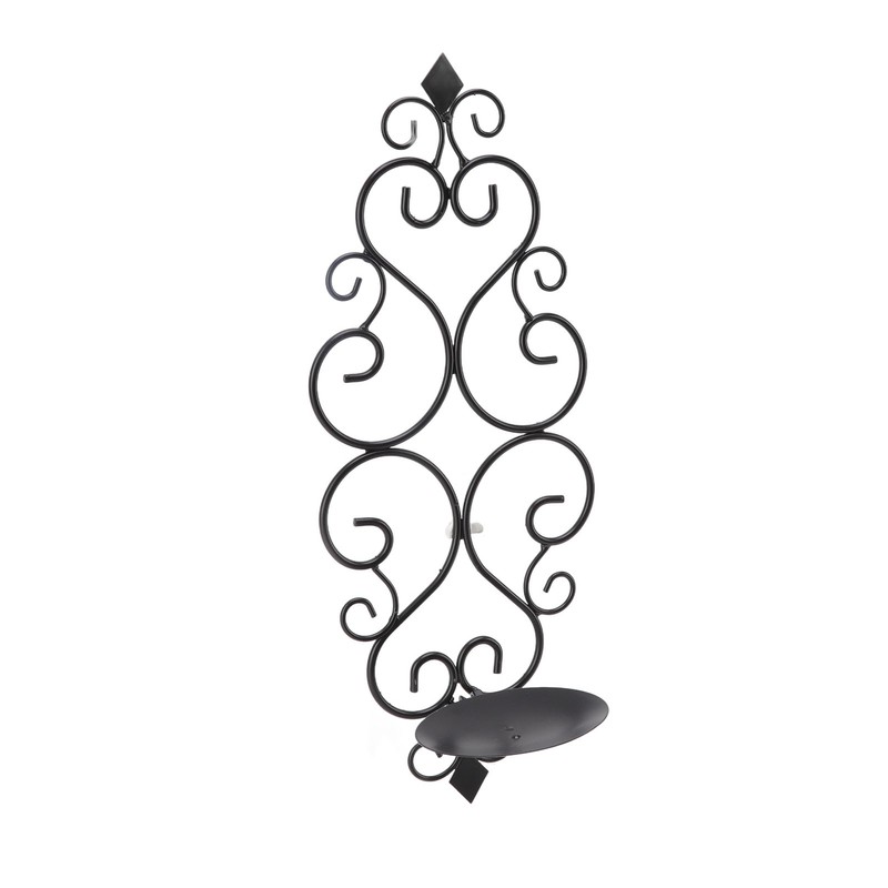 2 Pcs Candle Holder Exquisite Classical Style Black Iron Wall
