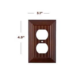 Pack of 4 Wall Plate Outlet Switch Covers by SleekLighting | Decorative Dark Brown Mahogany Look | Variety of Styles: Decorator/Duplex/Toggle / & Combo | Size: 1 Gang Toggle