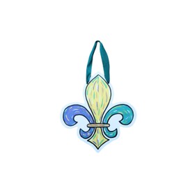Mardi Gras Fleur de Lis Door Hanger, New Orleans Door Decoration 16"x15", Purple Green Gold Carnival Season, Louisiana, Weather Resistant