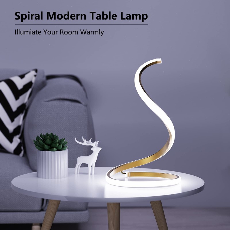 NUÜR Spiral LED Table Lamp, Modern 3 Colors Dimmable Desk